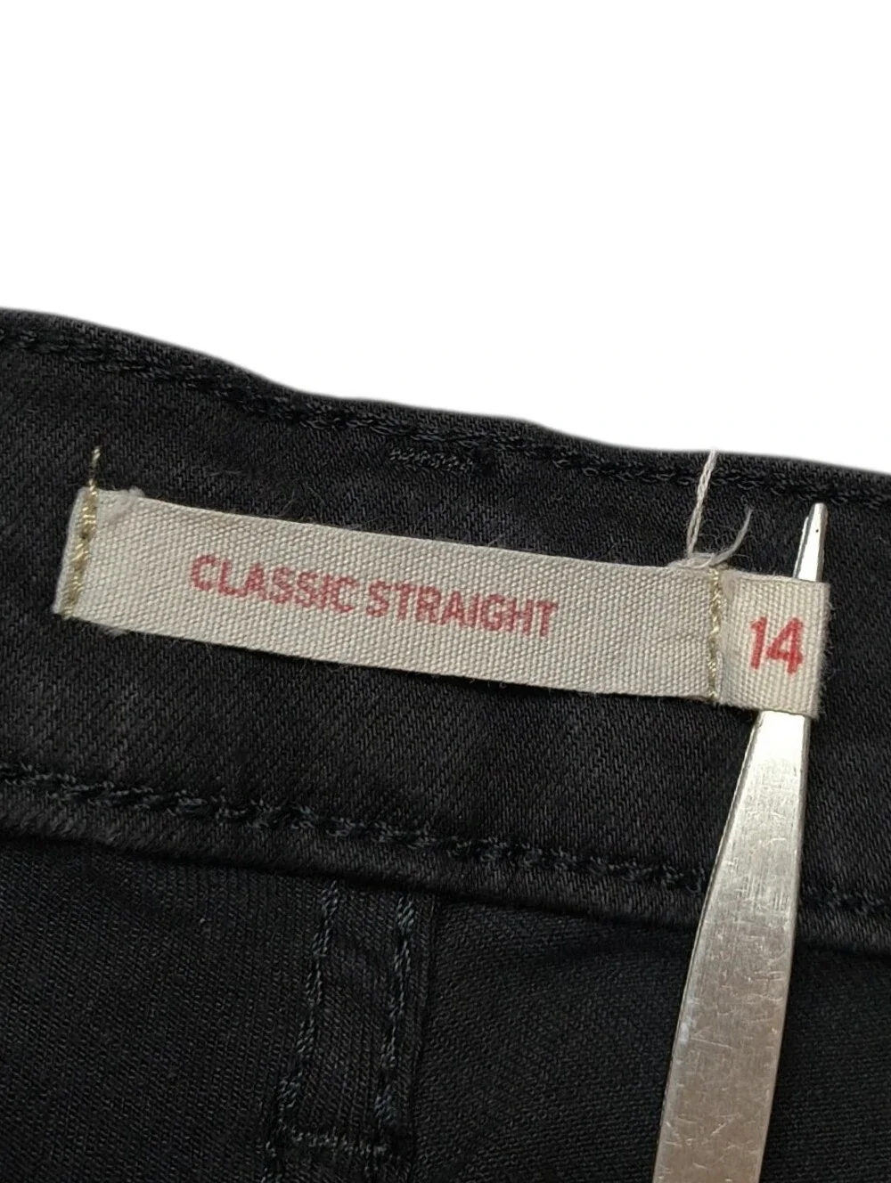Levi's Black Classic Straight Leg Jeans Size 14 Petite